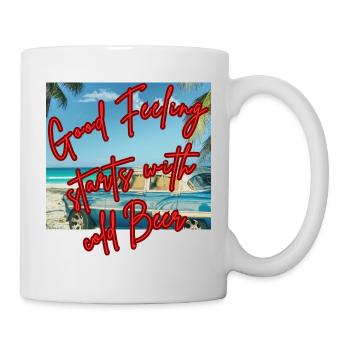 Good Feeling - Beachside Brew Vibes" - Tasse - Weiß - Rechts