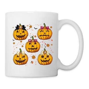 Halloween Pumpkin, Coquette Bow, Fall season - Mug - white - Right