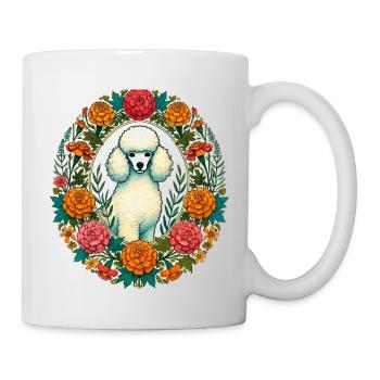 Caniche souci - Mug blanc - blanc - Droite
