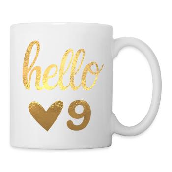 Hello 9 doré - Mug blanc - blanc - Droite