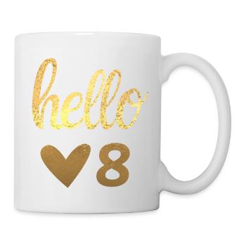 Hello 8 doré - Mug blanc - blanc - Droite
