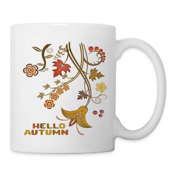Hello Autumn, Hallo Herbst - Tasse - Weiß - Rechts