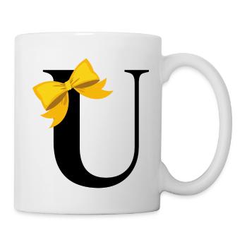 Buchstabe u gelbe Schleife - Tasse - Weiß - Rechts