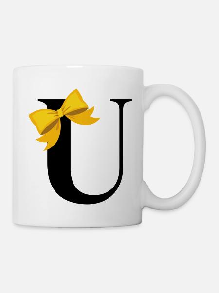 Buchstabe u gelbe Schleife - Tasse - Weiß