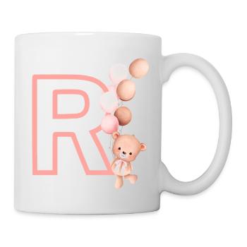 Lettre r rose ours - Mug blanc - blanc - Droite