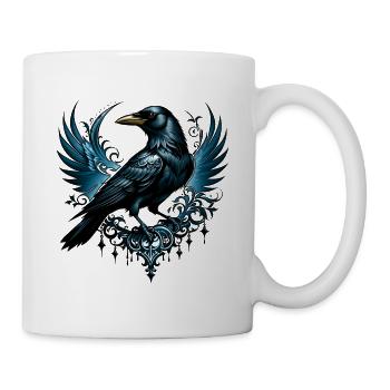 Majestätische Schwarze Krähe - Tasse - Weiß - Rechts