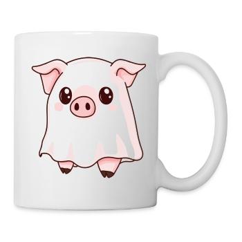 Schwein Halloween Lustig Geist - Tasse - Weiß - Rechts