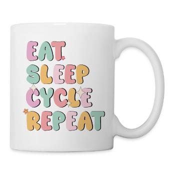 Colorful Eat Sleep Cycle Repeat Bicycle - Cyclist - Mug - white - Right