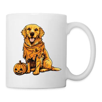 Golden Retriever Hund Halloween Comic Lustig - Tasse - Weiß - Rechts