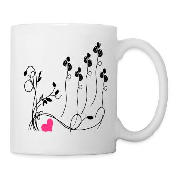 Vrilles de fleurs avec cœur - Mug blanc - blanc - Droite