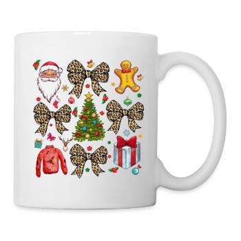 Weihnachtskokette Schleife, Weihnachtsleopard - Tasse - Weiß - Rechts