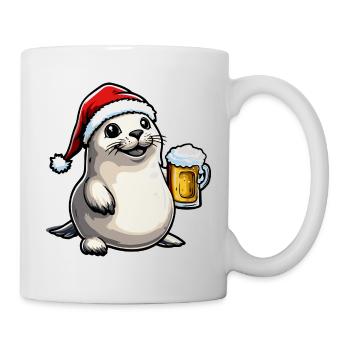 Robbe Tier Bier Xmas Weihnachten - Tasse - Weiß - Rechts