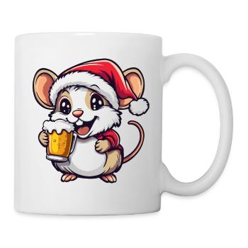 Souris Bière Noël Noël - Mug blanc - blanc - Droite