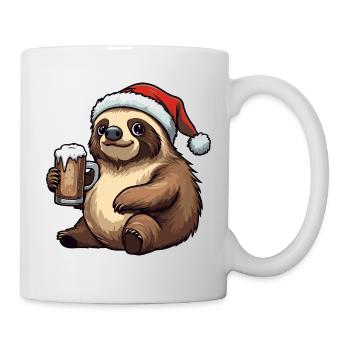 Faultier Bier Xmas Weihnachten - Tasse - Weiß - Rechts