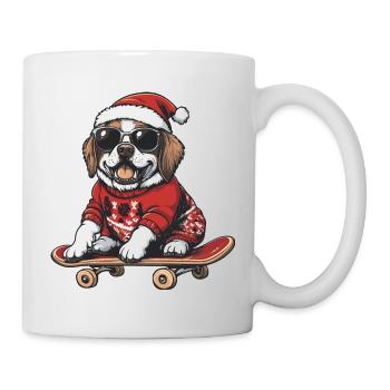 Saint Bernard Hund Weihnachten Skateboard - Tasse - Weiß - Rechts