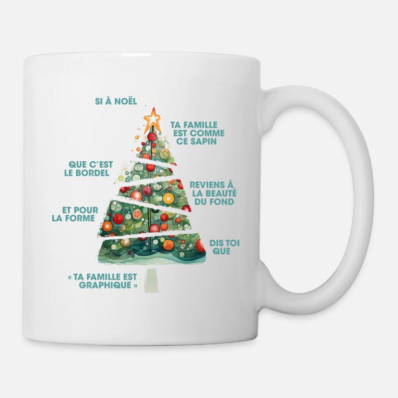 NOEL SAPIN GRAPHIQUE AQUARELLE - Mug blanc - blanc