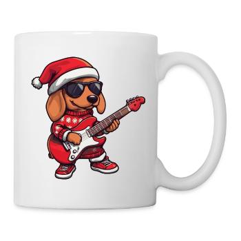 Dachshund Hund Weihnachten Rocker Gitarre Dackel - Tasse - Weiß - Rechts