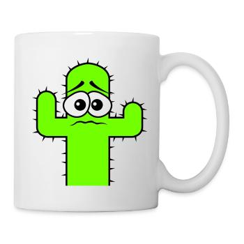 Kaktus Gesicht Angst Traurig Wüste Lustig Kakteen - Tasse - Weiß - Rechts