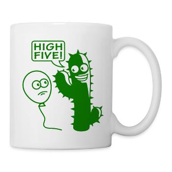 Cactus Balloon High Five Greeting Spikes Fun - Mug - white - Right
