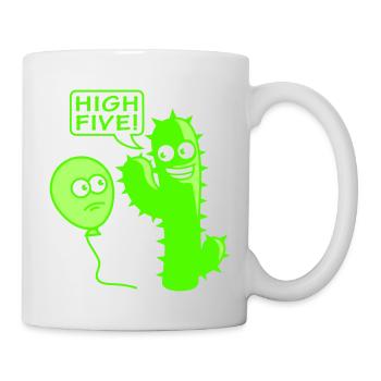 Cactus Balloon High Five Greeting Spikes Fun - Mug - white - Right