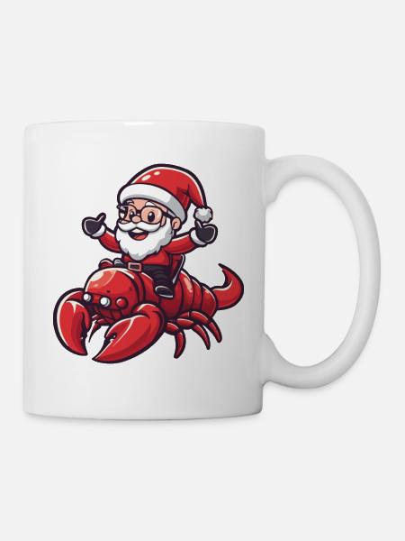Hummer Krebs Weihnachtsmann - Tasse - Weiß