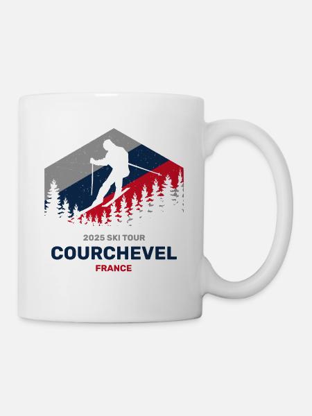 Courchevel, France 2025 Vêtements de randonnée à ski - Mug blanc - blanc