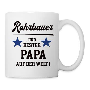 Papa Rohrbauer Meister Chef Rohrbau Bester Vater - Tasse - Weiß - Rechts