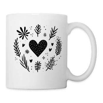 Herz mit Zweigen - Tasse - Weiß - Rechts