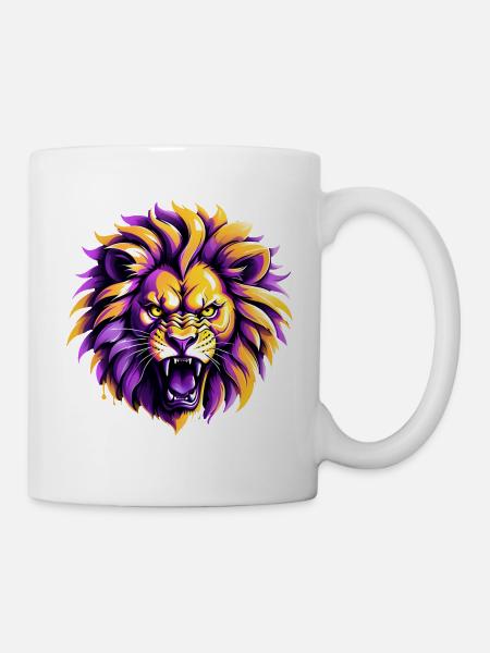 Gelber und lila Löwe Los Angeles - Tasse - Weiß