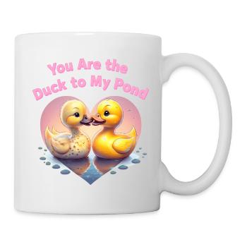 Cute Cartoon Ducks Form Heart Shape At Pond gift - Mug - white - Right