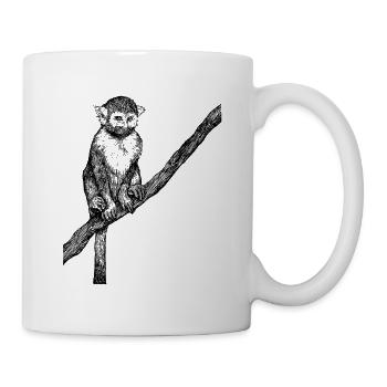 Neugieriges Totenkopfäffchen - Tasse - Weiß - Rechts