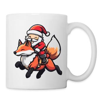 Fuchs Weihnachtsmann Cartoon - Tasse - Weiß - Rechts