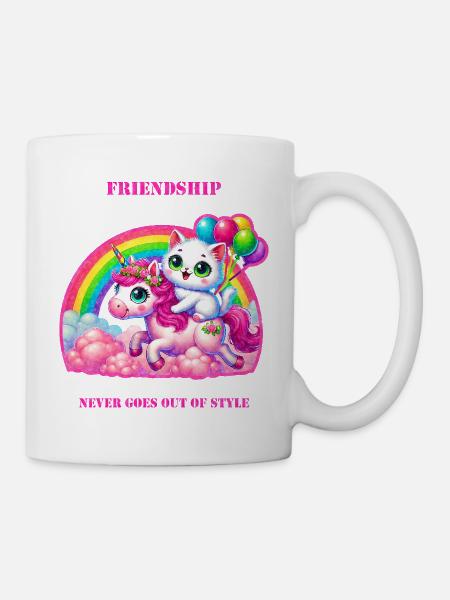 Cat meets unicorn - Mug - white
