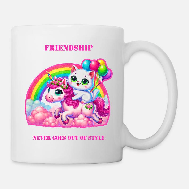 Katze trifft Einhorn - Tasse - Weiß