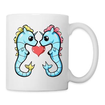 Seepferd Paar Valentinstag - Tasse - Weiß - Rechts