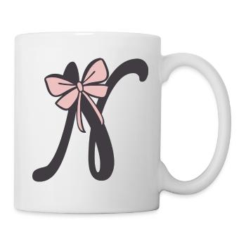 Anfangsbuchstabe N Schleifchen - Tasse - Weiß - Rechts