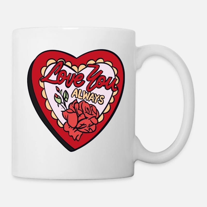 Love You Always – Romantic Retro Heart - Mug - white