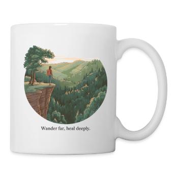 Wander Far, Heal Deeply – Hiking & Nature - Mug - white - Right