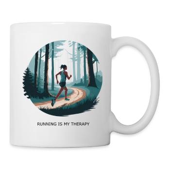 Running is My Therapy – Laufen in der Natur - Tasse - Weiß - Rechts