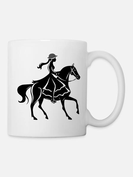 Mädchen Pferd Reiten - Tasse - Weiß