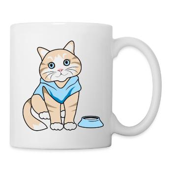 Süße Katze mit Napf - Tasse - Weiß - Rechts