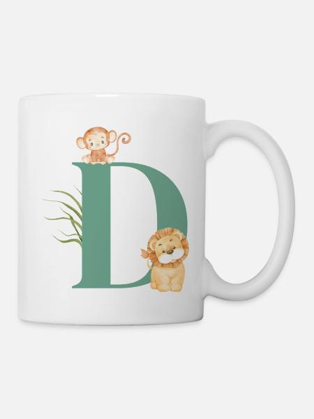 Buchstabe d grüne Dschungeltiere - Tasse - Weiß