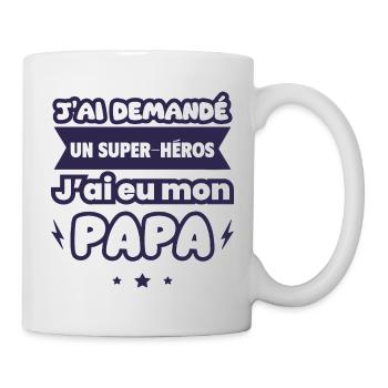 J ai demandé un super héros J ai eu mon papa - Mug blanc - blanc - Droite