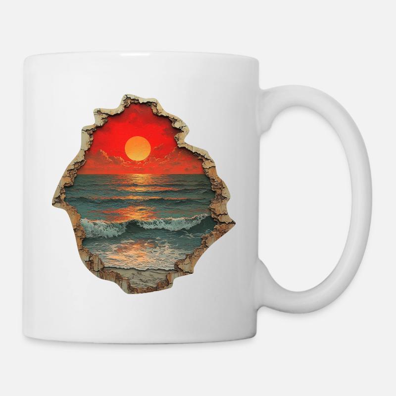 Sunset Beach Waves - Mug - white