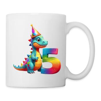 DINO 5 JAHRE DINOSAURIER 5. GEBURTSTAG - Tasse - Weiß - Rechts