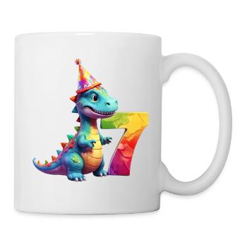 DINO 7 ANS DINOSAURE 7E ANNIVERSAIRE - Mug blanc - blanc - Droite