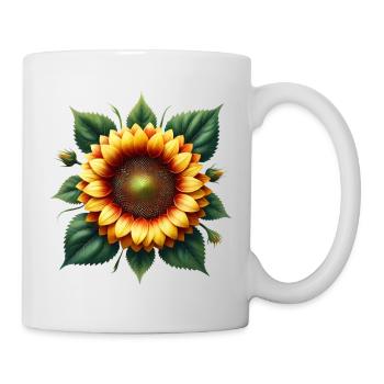 Sonnenblume gelb Blumenranke Blume blumig floral - Tasse - Weiß - Rechts