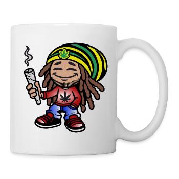 Dreadlock Smoker - Stoned man - High & Happy - Tasse - Weiß - Rechts