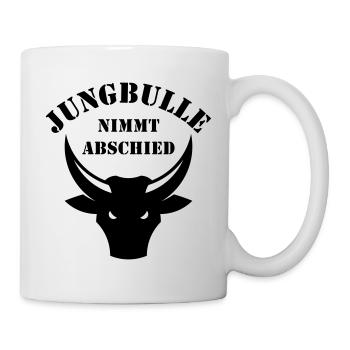 Jungbulle Nimmt Abschied (Bräutigam / JGA / Black) - Tasse - Weiß - Rechts