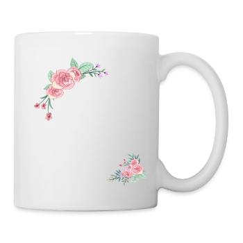 Brief und Blumen - Tasse - Weiß - Rechts
